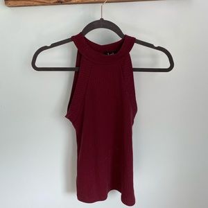 Justify High Neck Burgundy Tank Top